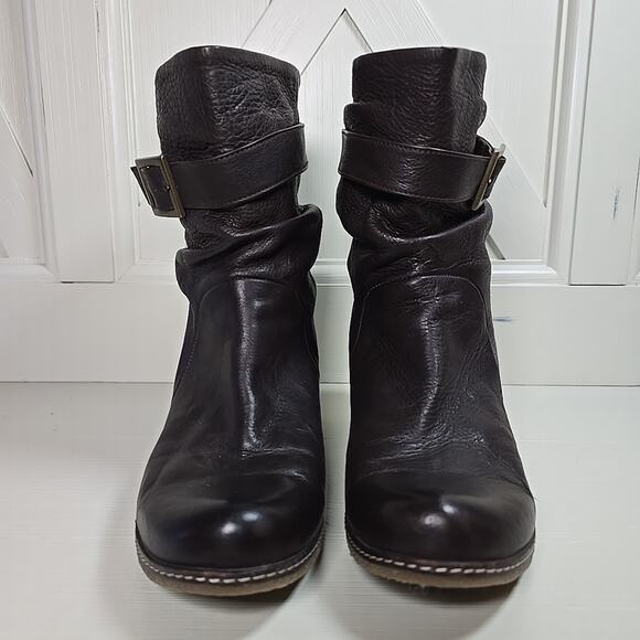 Eric Michael Womens Brown Leather Wedge Booties Handmade In Spain EU 40, US 9 - Picture 3 of 10